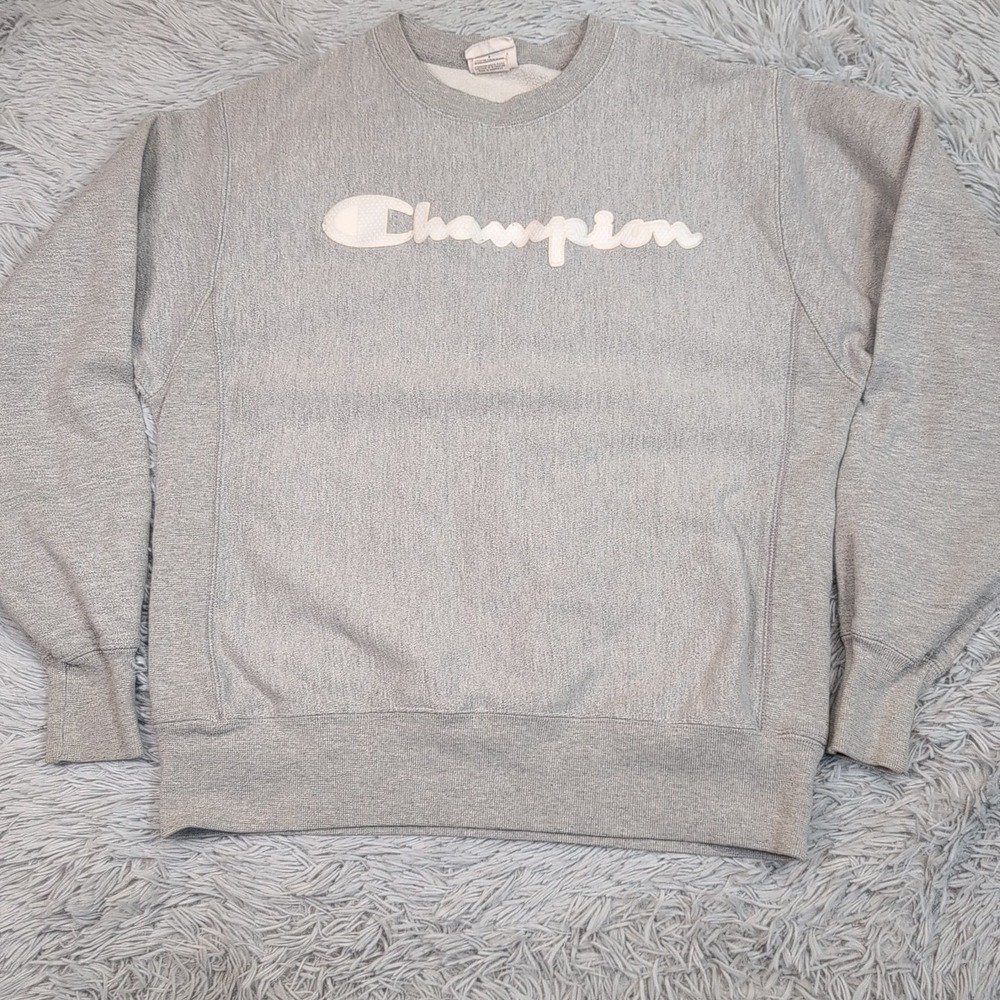 Vintage Champion‎ Sweatshirt Womens M Gray Reverse Weave Athletic Spellout
